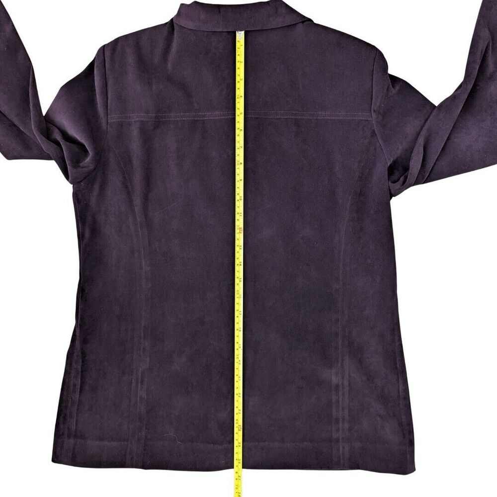 Worthington Burgundy‎ Velvet Velour Button Blazer Jacket Women Size 8P - Picture 9 of 11